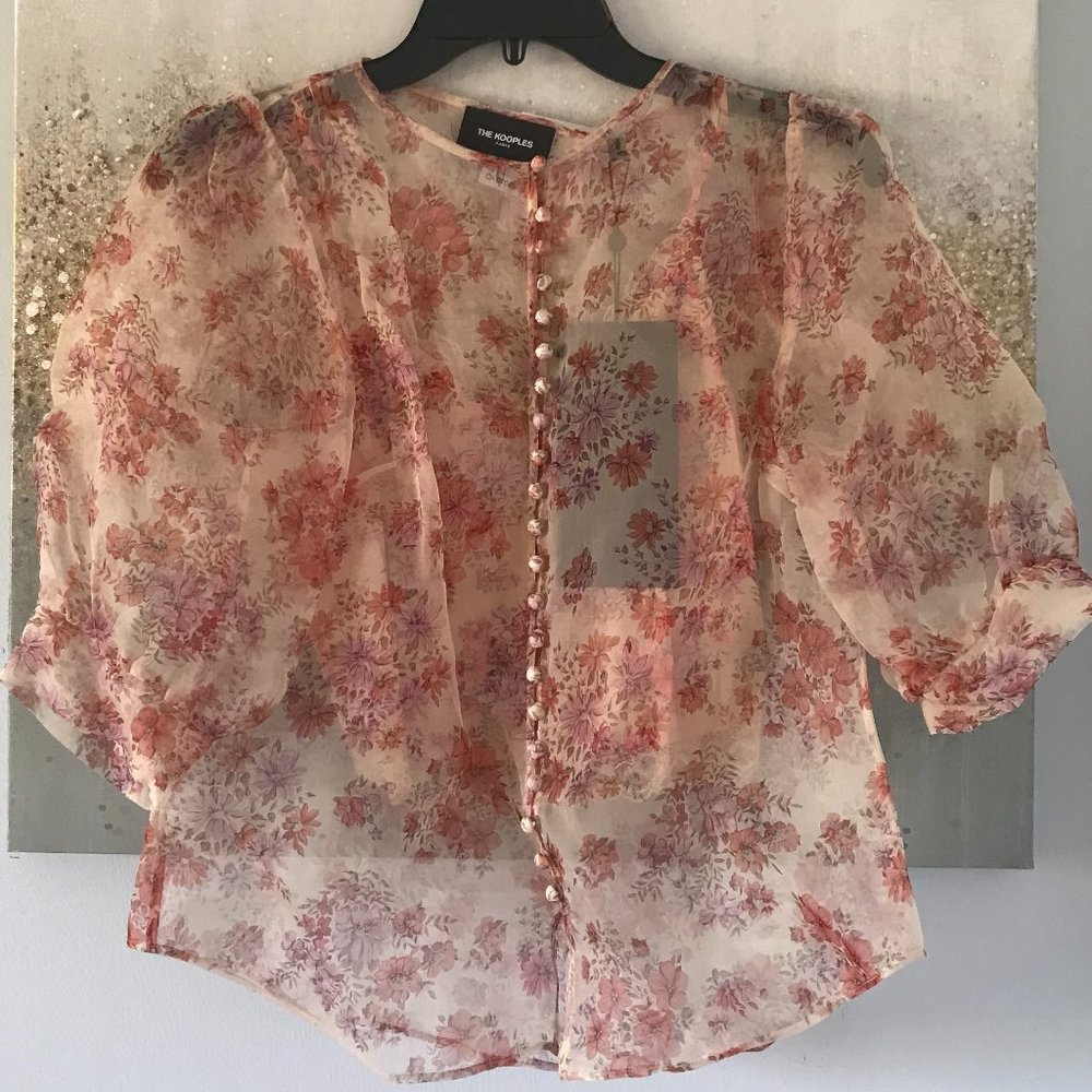 The Kooples Silk Floral Puff Sleeve Blouse (NWT)